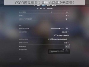 CSGO游戏语音失效，如何解决无声音？