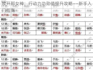 放开那女神：行动力功勋值提升攻略——新手入门指南