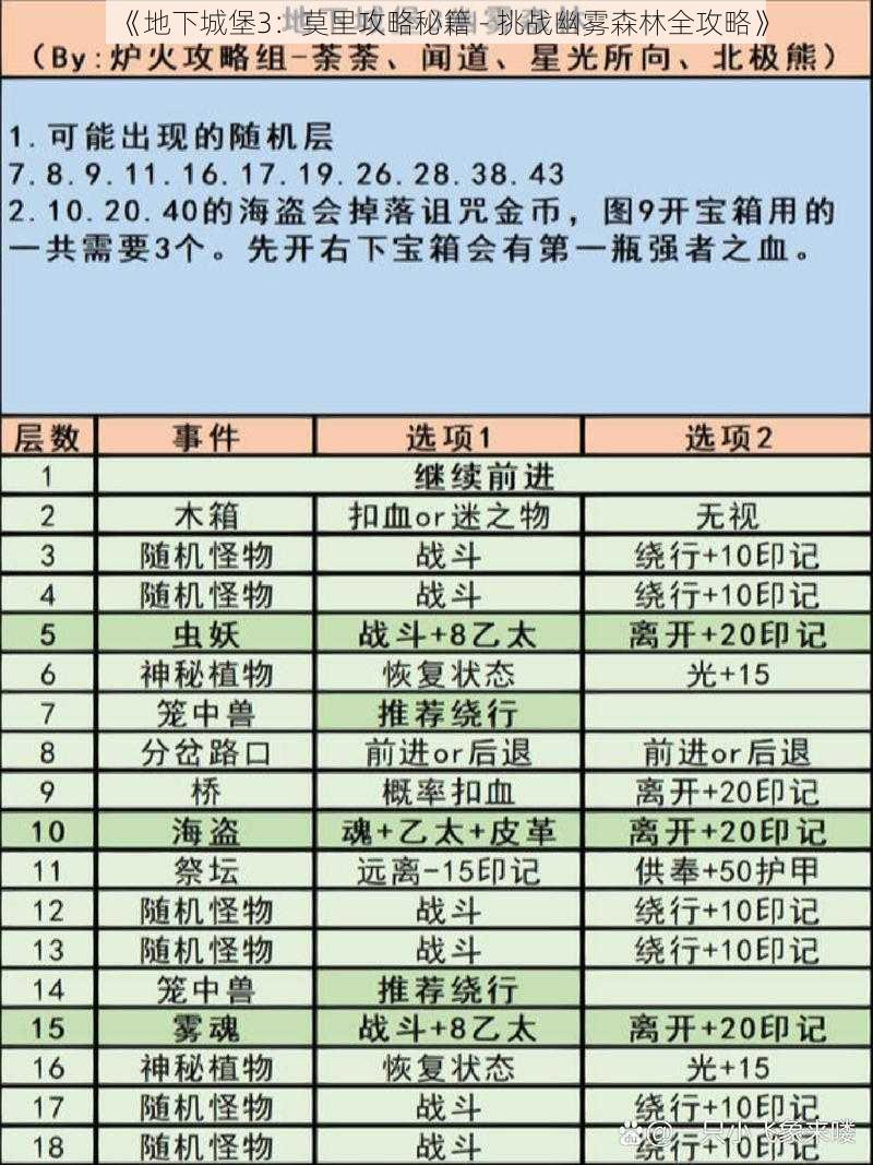 《地下城堡3：莫里攻略秘籍 - 挑战幽雾森林全攻略》