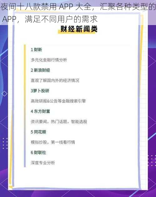 夜间十八款禁用 APP 大全，汇聚各种类型的 APP，满足不同用户的需求