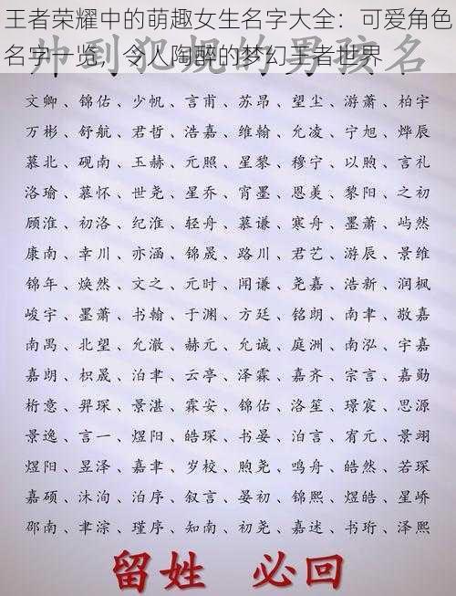 王者荣耀中的萌趣女生名字大全：可爱角色名字一览，令人陶醉的梦幻王者世界