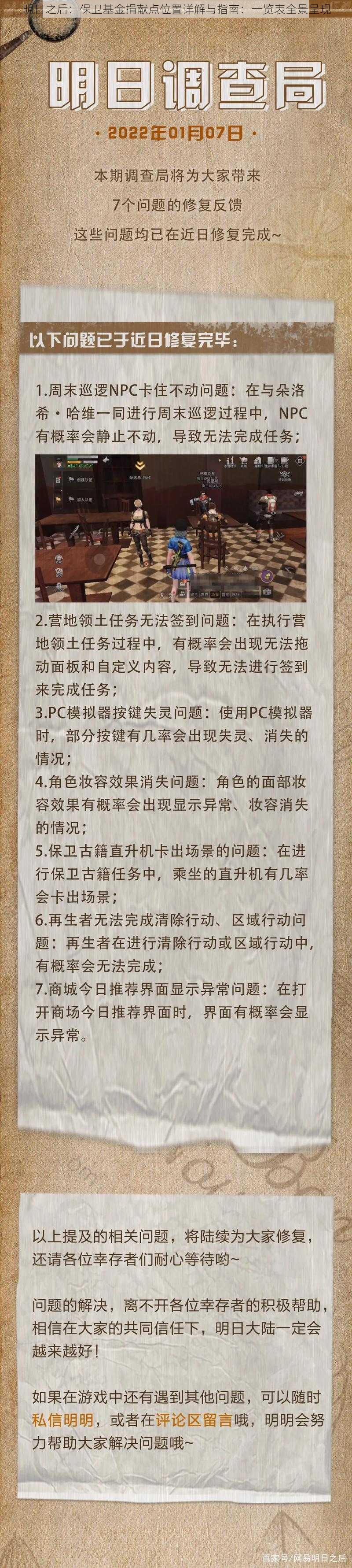 明日之后：保卫基金捐献点位置详解与指南：一览表全景呈现