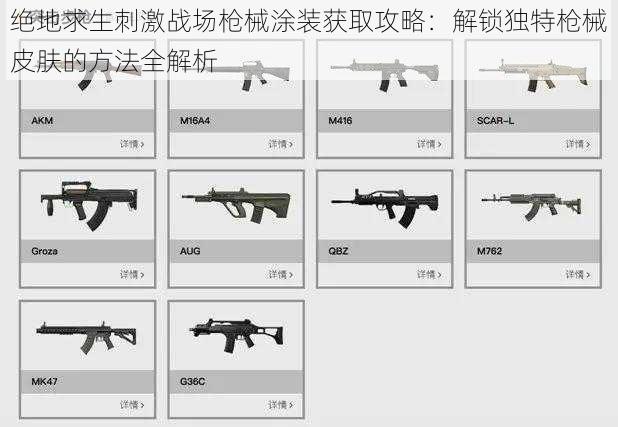 绝地求生刺激战场枪械涂装获取攻略：解锁独特枪械皮肤的方法全解析