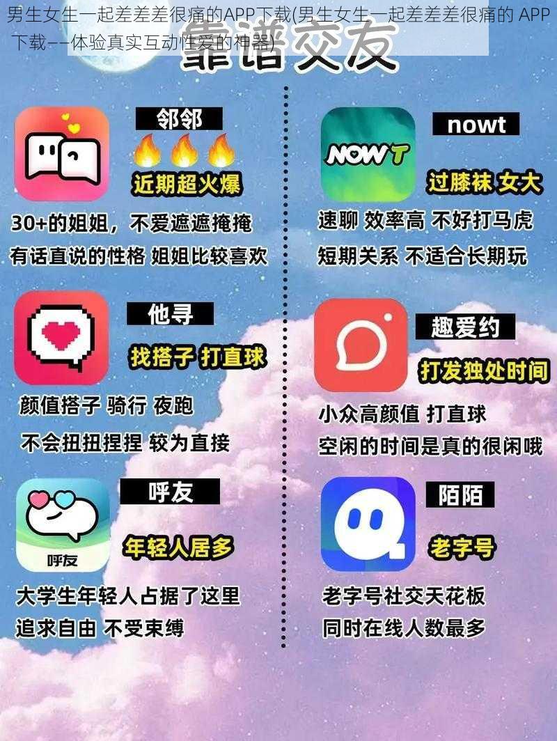 男生女生一起差差差很痛的APP下载(男生女生一起差差差很痛的 APP 下载——体验真实互动性爱的神器)