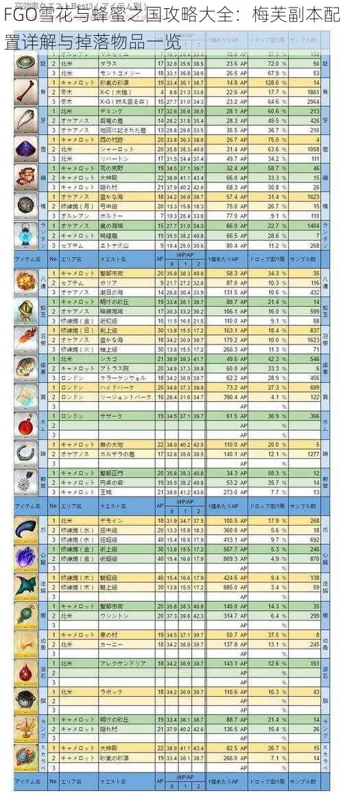 FGO雪花与蜂蜜之国攻略大全：梅芙副本配置详解与掉落物品一览