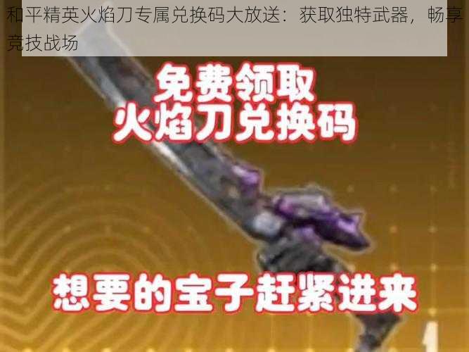 和平精英火焰刀专属兑换码大放送：获取独特武器，畅享竞技战场