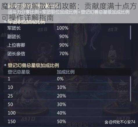 魔域手游解散军团攻略：贡献度满十点方可操作详解指南
