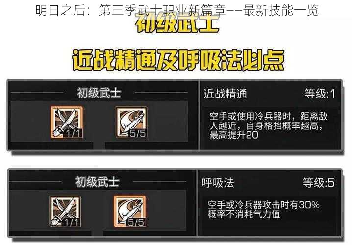 明日之后：第三季武士职业新篇章——最新技能一览