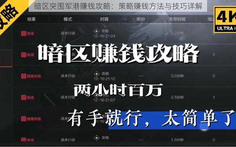 暗区突围军港赚钱攻略：策略赚钱方法与技巧详解