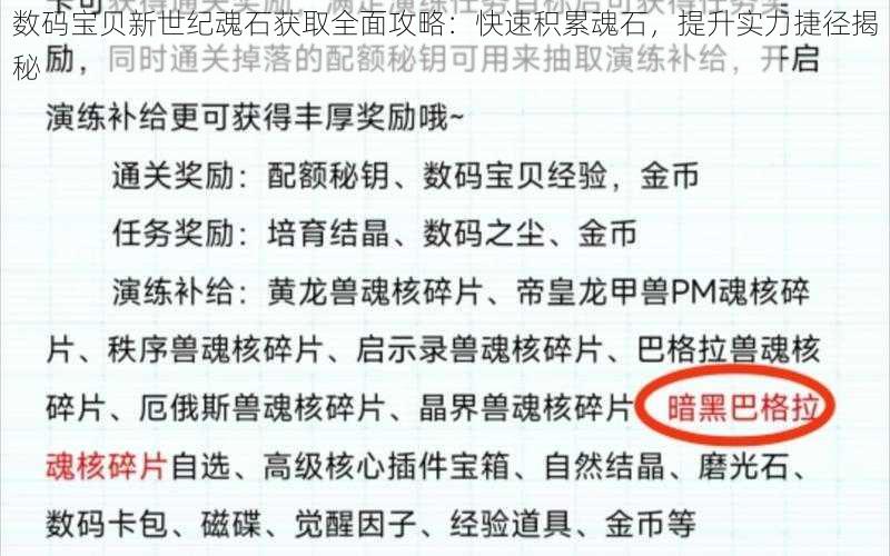 数码宝贝新世纪魂石获取全面攻略：快速积累魂石，提升实力捷径揭秘