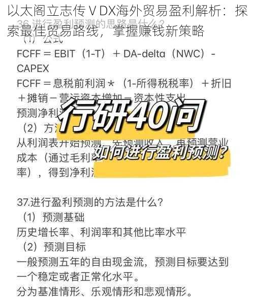 以太阁立志传ⅤDX海外贸易盈利解析：探索最佳贸易路线，掌握赚钱新策略